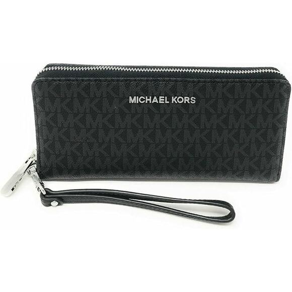 NWT Michael Kors Jet Set Women's Leather Travel Continental Wallet Black - Picture 1 of 5